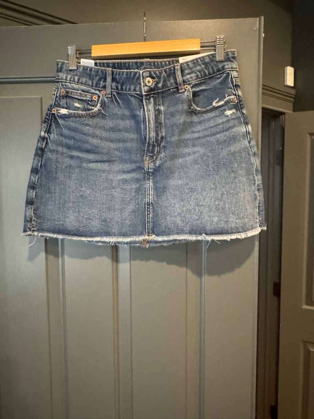 American Eagle Outfitters Distressed Blue Denim Mini Skirt